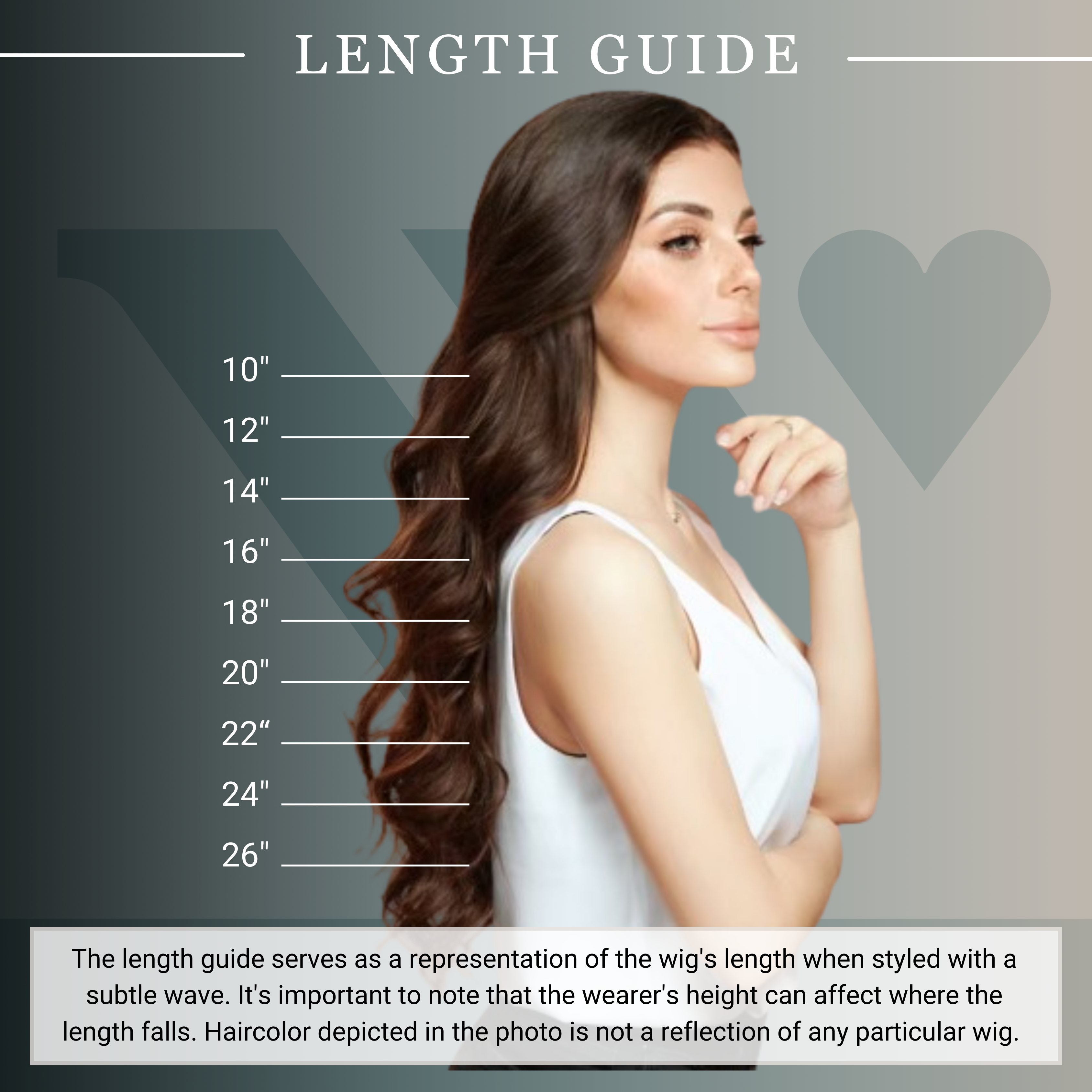 Length guide showing where hair would sit on an average women, based on length.