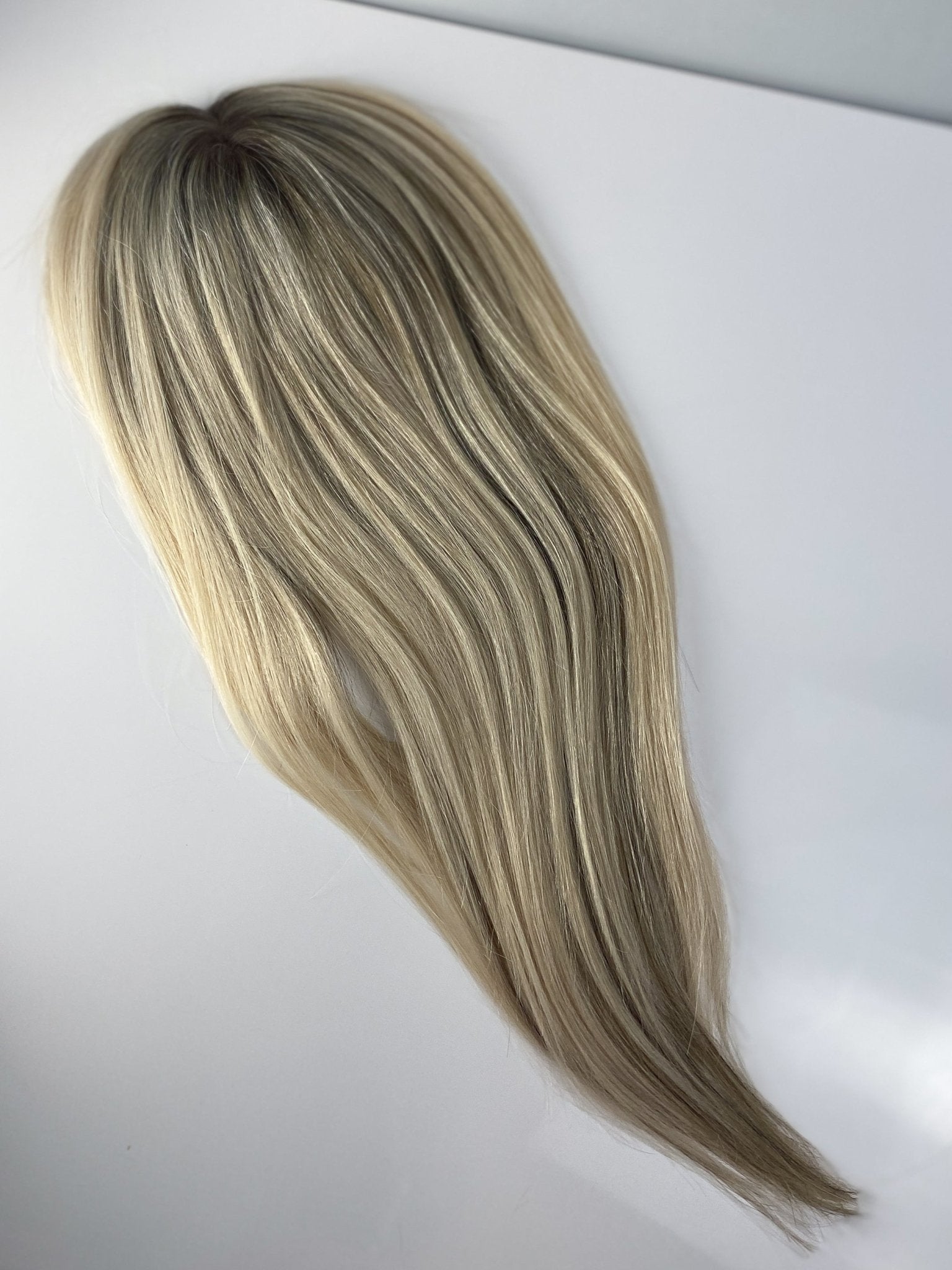 Warm Blonde Rooted 6x6 Silk Topper - 16 inches - withlovebeautycollective