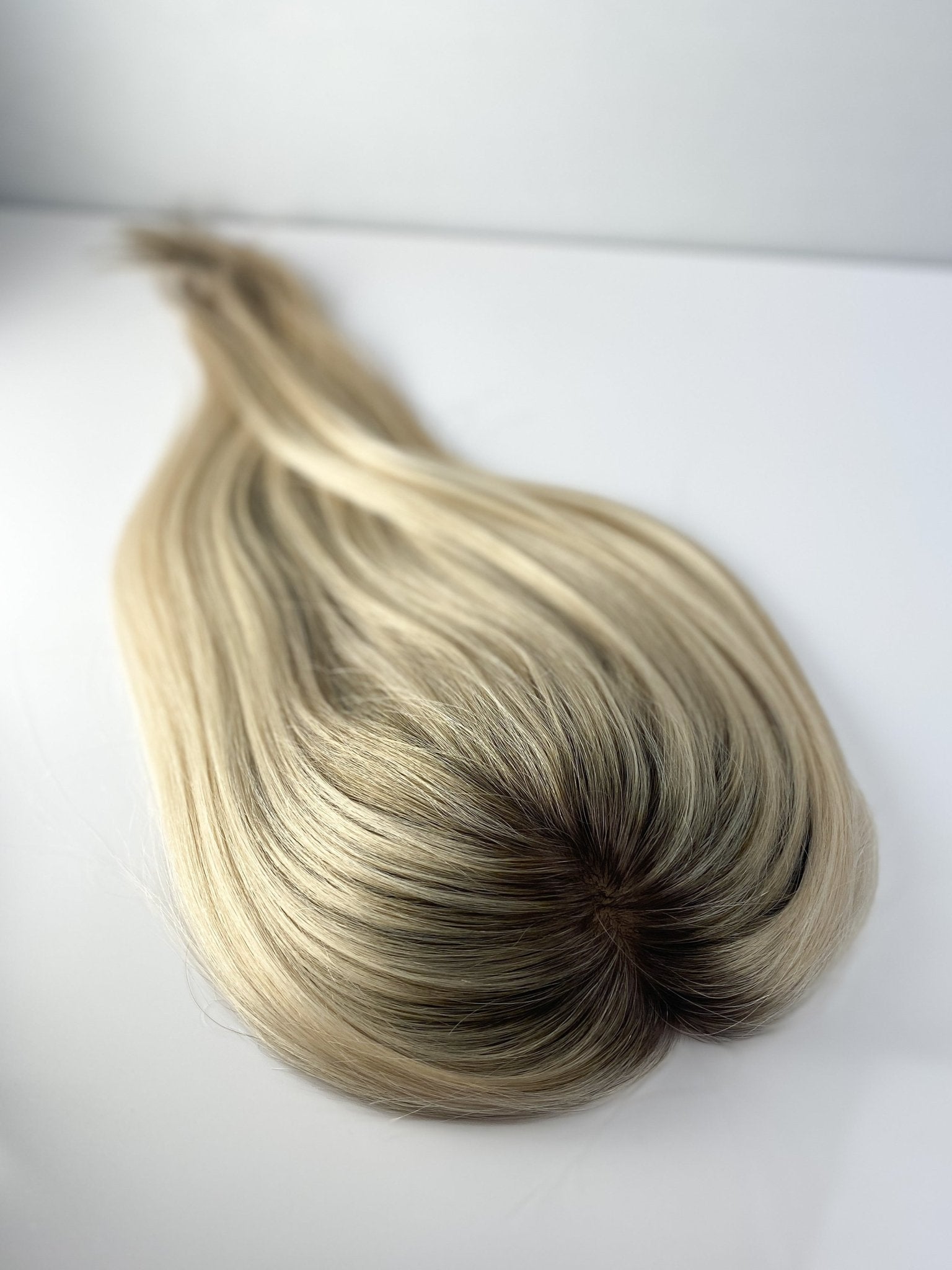 Warm Blonde Rooted 6x6 Silk Topper - 16 inches - withlovebeautycollective