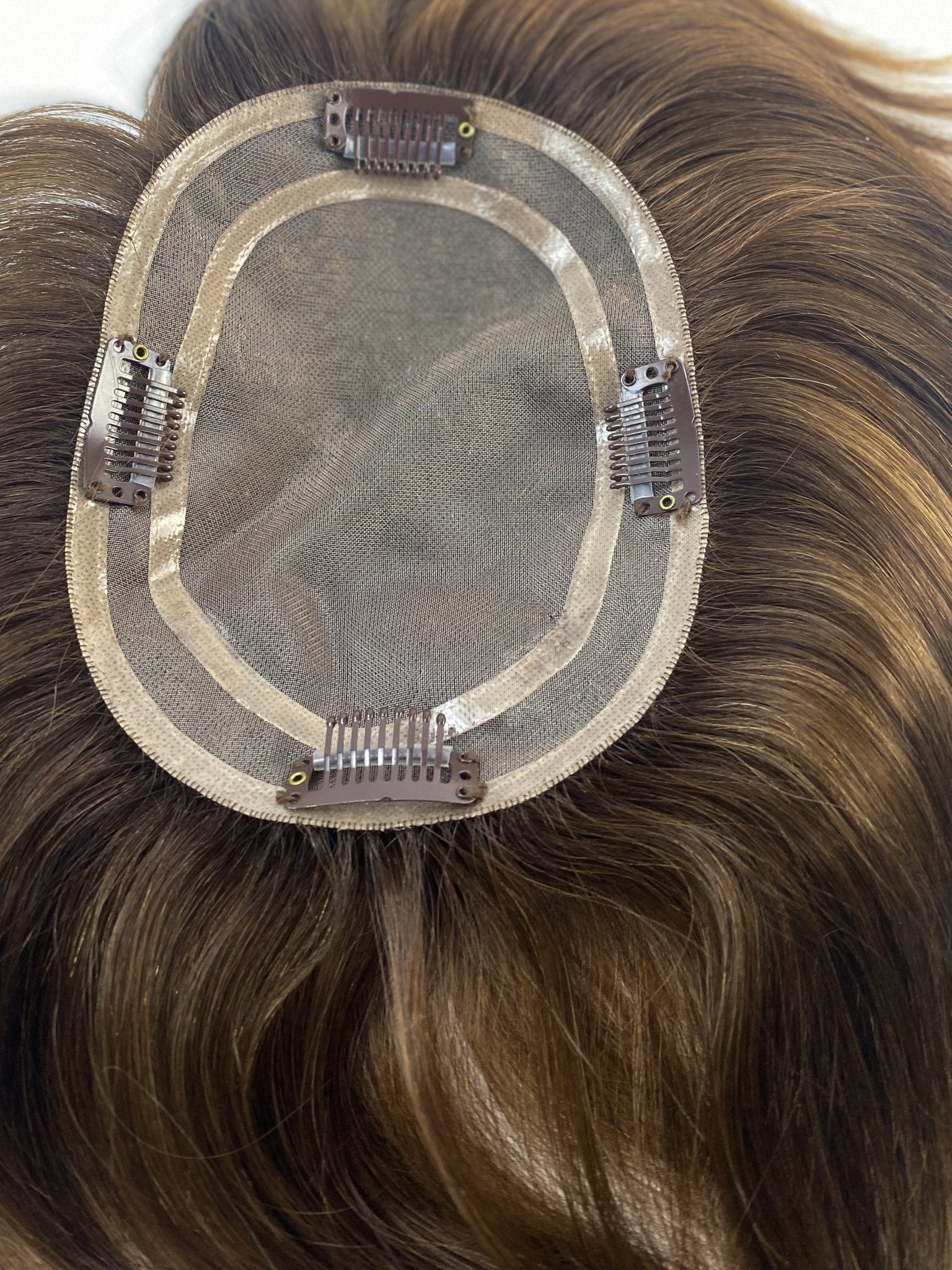 Warm Highlighted Brown 5x6.5 Mono Topper - 5-6 inches - withlovebeautycollective